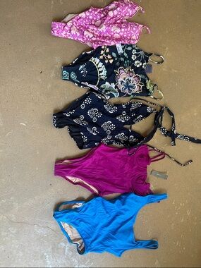 JCREW Mixed One-Piece Swimsuit Bundle - Pink, Floral, Black, Magenta, Blue.